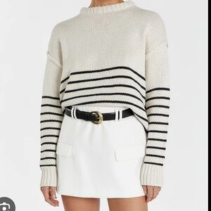 CAMILLE STONE STRIPE CROP JUMPER - S / STONE